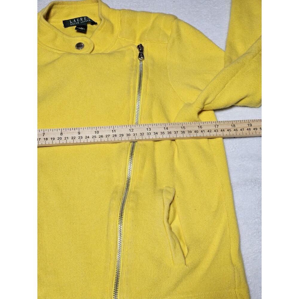 Lauren Ralph Lauren Yellow Knit Motorcycle Jacket, Small Zipper/ Button - Picture 6 of 8